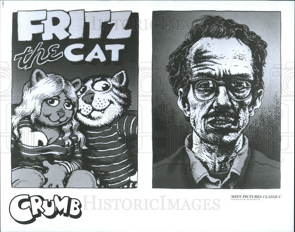 1991 Press Photo Fritz Cat Cartoon R. Crumb Self Portrait Sketch Film Movie - Historic Images