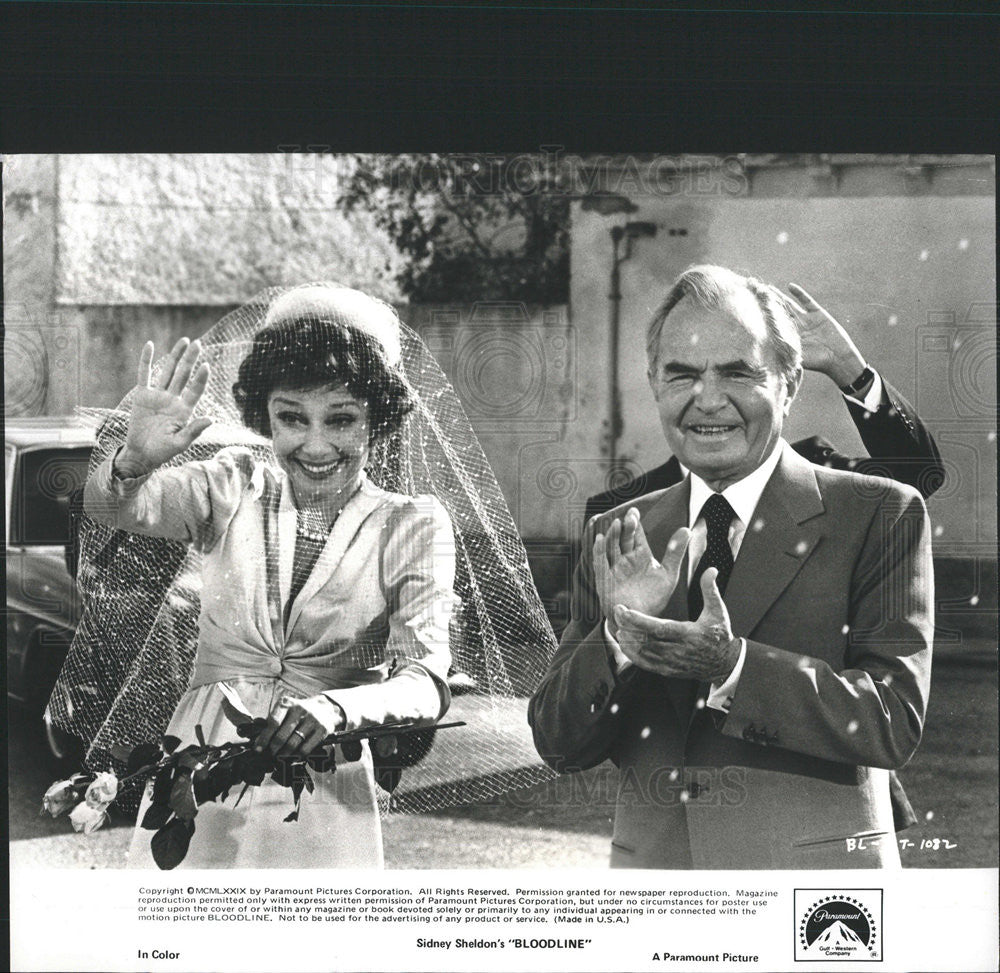 1979 Press Photo Audrey Hepburn &amp; James Mason In &quot;Sidney Sheldon&#39;s Bloodlines&quot; - Historic Images