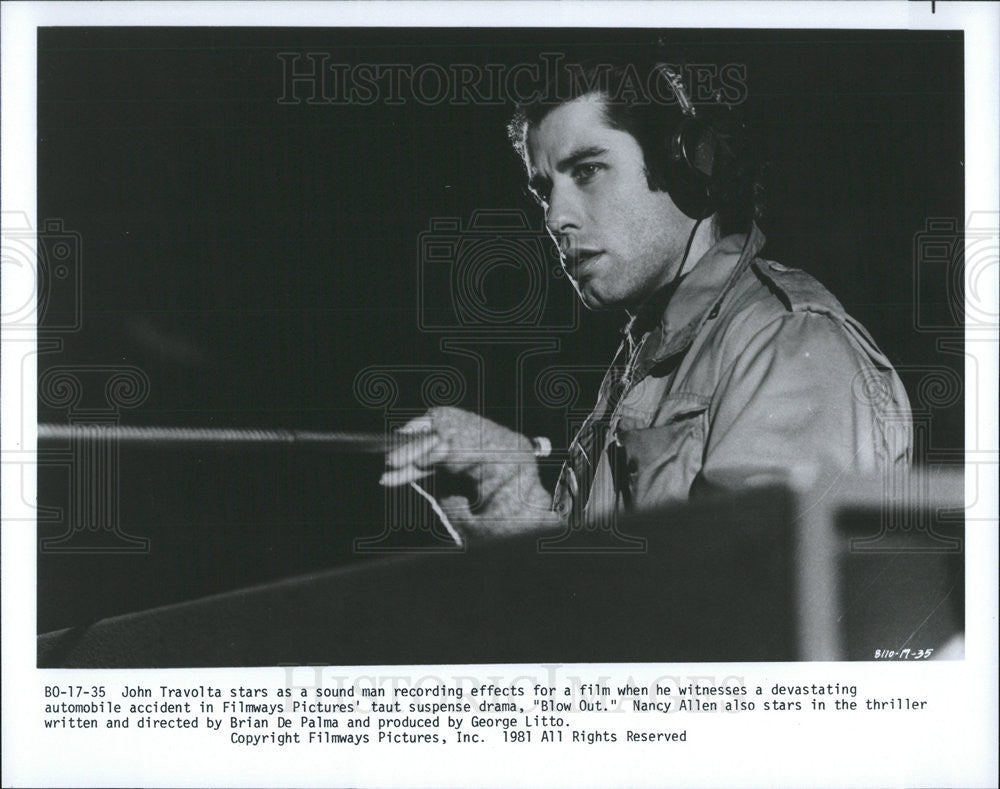 1981 Press Photo John Travolta Actor Suspense Drama Film Blow Out Movie - Historic Images