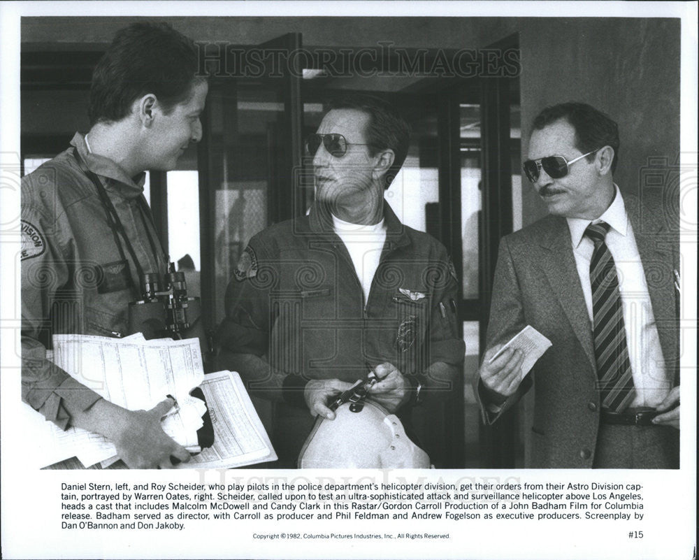 1982 Press Photo Daniel Stern, Roy Scheider &amp; Warren Oates Star In &quot;Blue Thunder - Historic Images