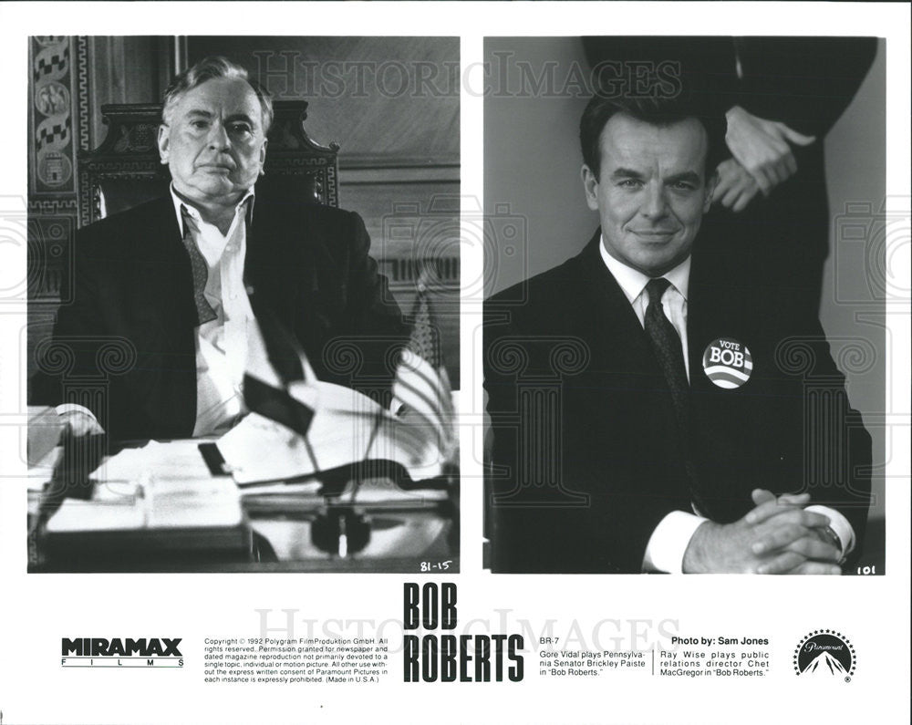 1992 Press Photo Gore Vidal &amp; Ray Wise Star In &quot;Bob Roberts&quot; - Historic Images