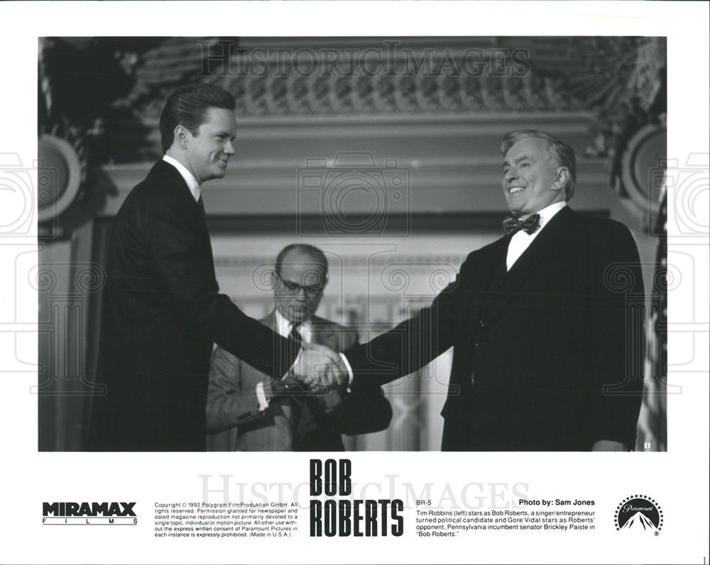 1992 Press Photo Tim Robbins Actor Gore Vidal Bob Roberts Film Movie Scene - Historic Images