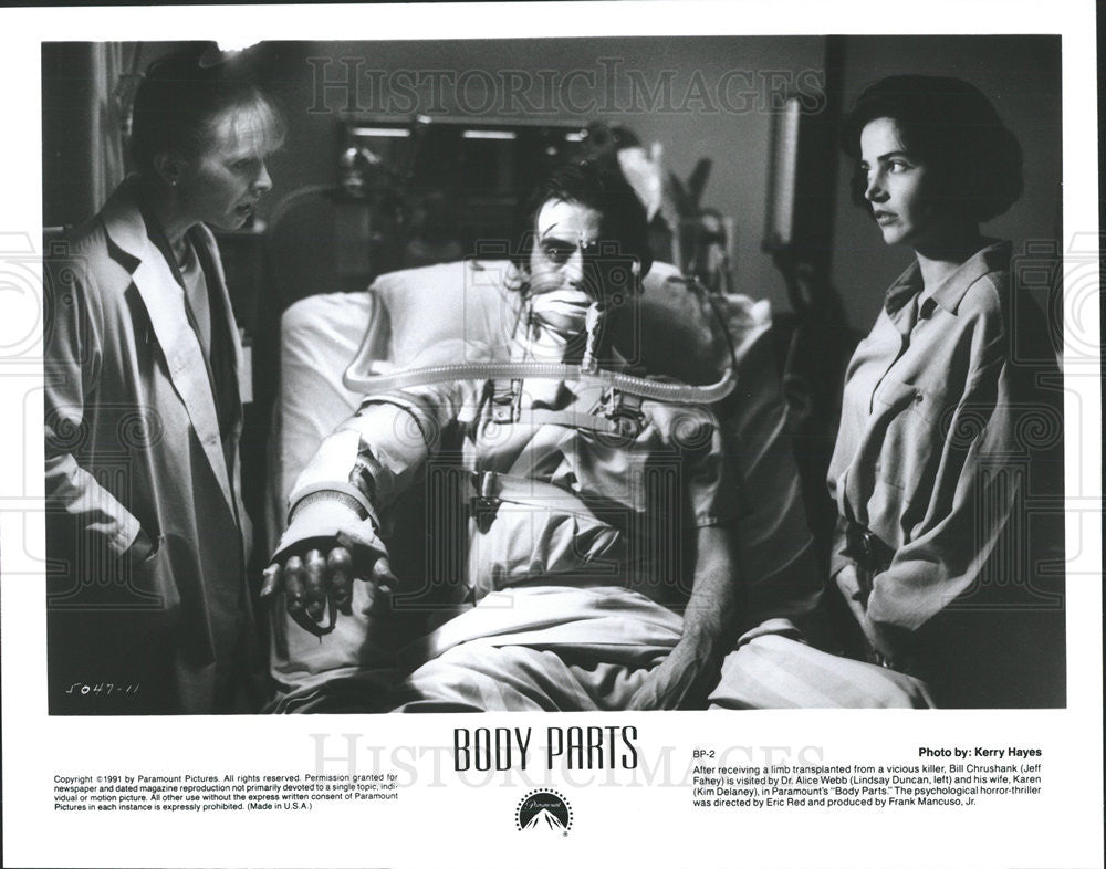 1991 Press Photo Jeff Fahey Actor Lindsay Duncan Actress Kim Delaney Body Parts - Historic Images