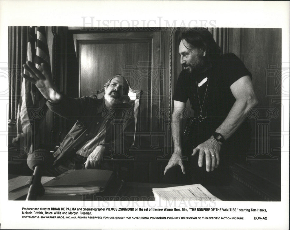 1990 Press Photo Brian De Palma Producer Director Vilmos Zsigmond Bonfire - Historic Images