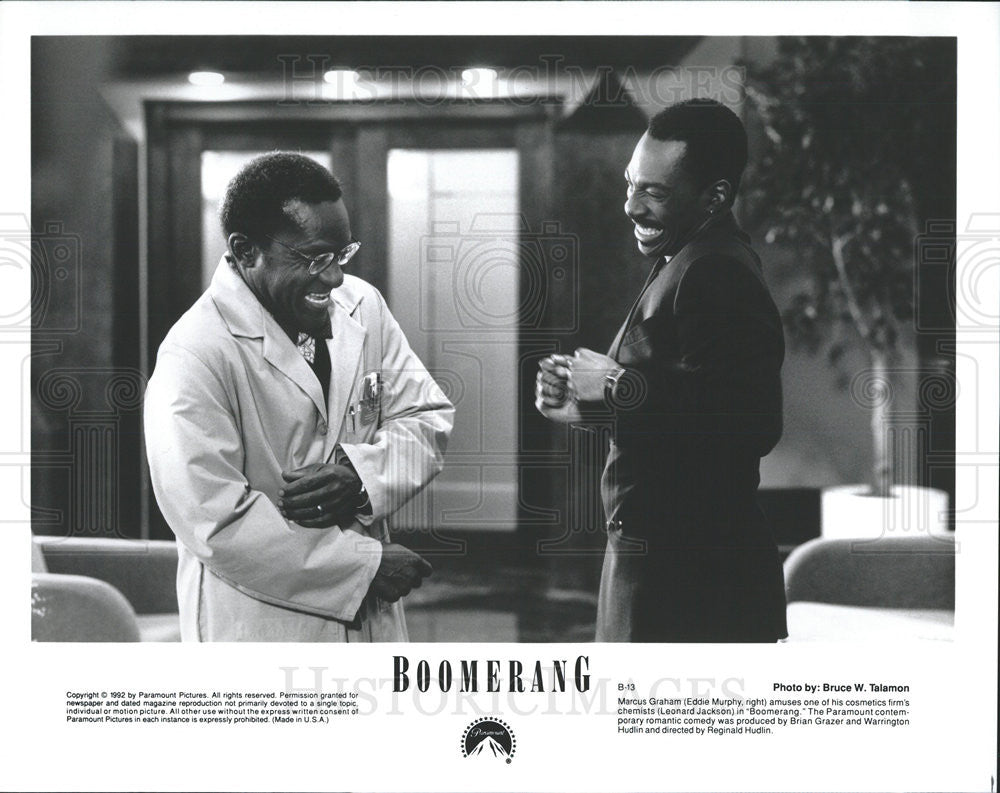 1992 Press Photo Eddie Murphy Actor Leonard Jackson Romantic Comedy Boomerang - Historic Images