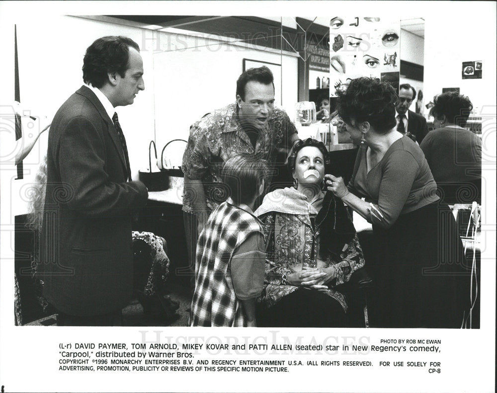 1996 Press Photo David Paymer Actor Mikey Kovar Tom Arnold Patti Allen Carpool - Historic Images