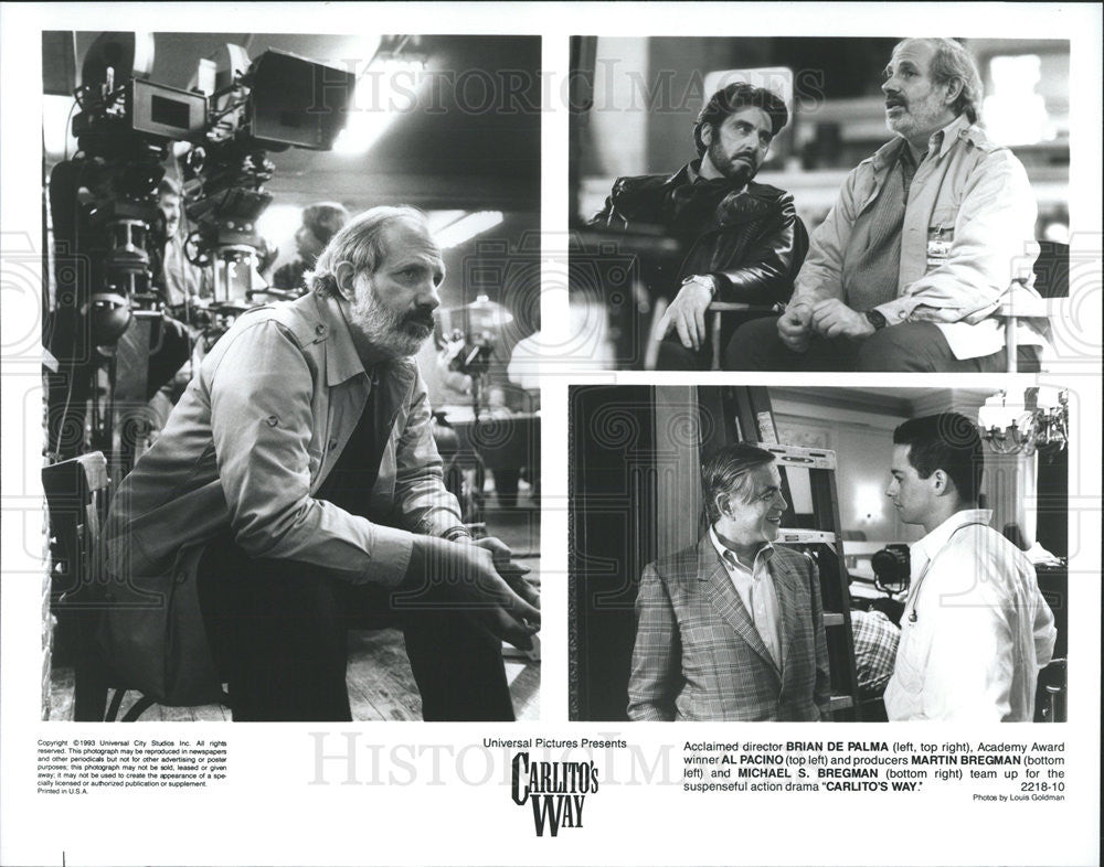 1993 Press Photo &quot;Carlito&#39;s Way&quot; Director Brian De Palma, Al Pacino - Historic Images