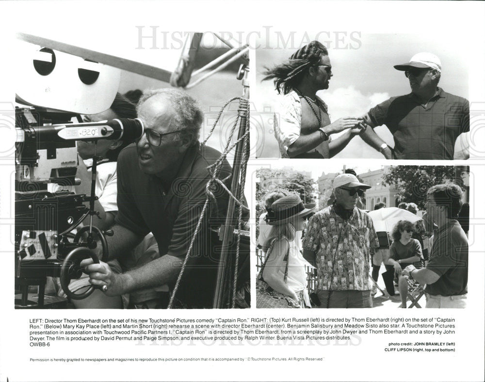 1992 Press Photo &quot;Captain Ron&quot; Director Thorn Eberhardt, Kurt Russell - Historic Images