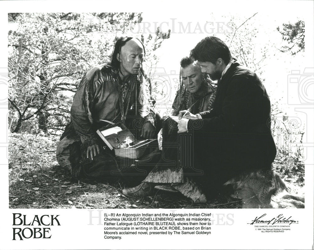 1991 Press Photo August Schellenberg &amp; Lothaire Bluteau Star In &quot;Black Robe&quot; - Historic Images