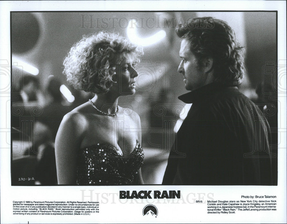 1989 Press Photo Michael Douglas, Kate Capshaw in &quot;Black Rain&quot; - Historic Images