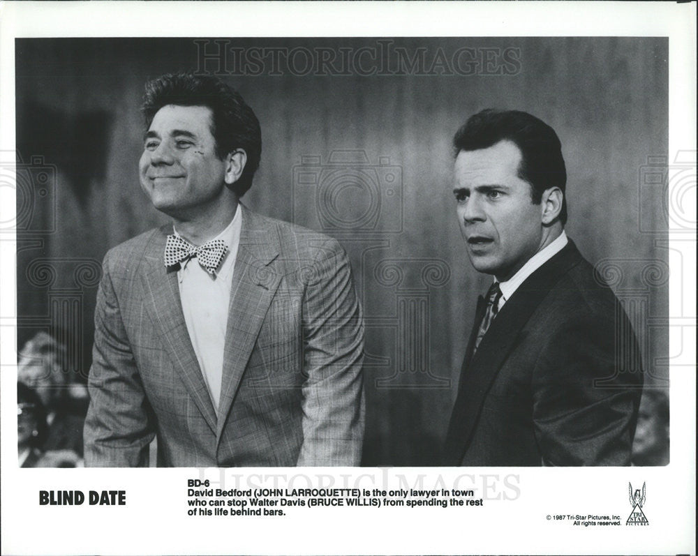 1987 Press Photo Film Blind Date John Larroquette Bruce Willis - Historic Images