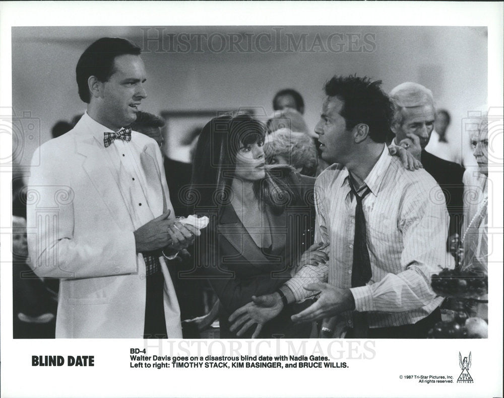 1987 Press Photo Film Blind Date Timothy Stack Kim Basinger Bruce Willis - Historic Images