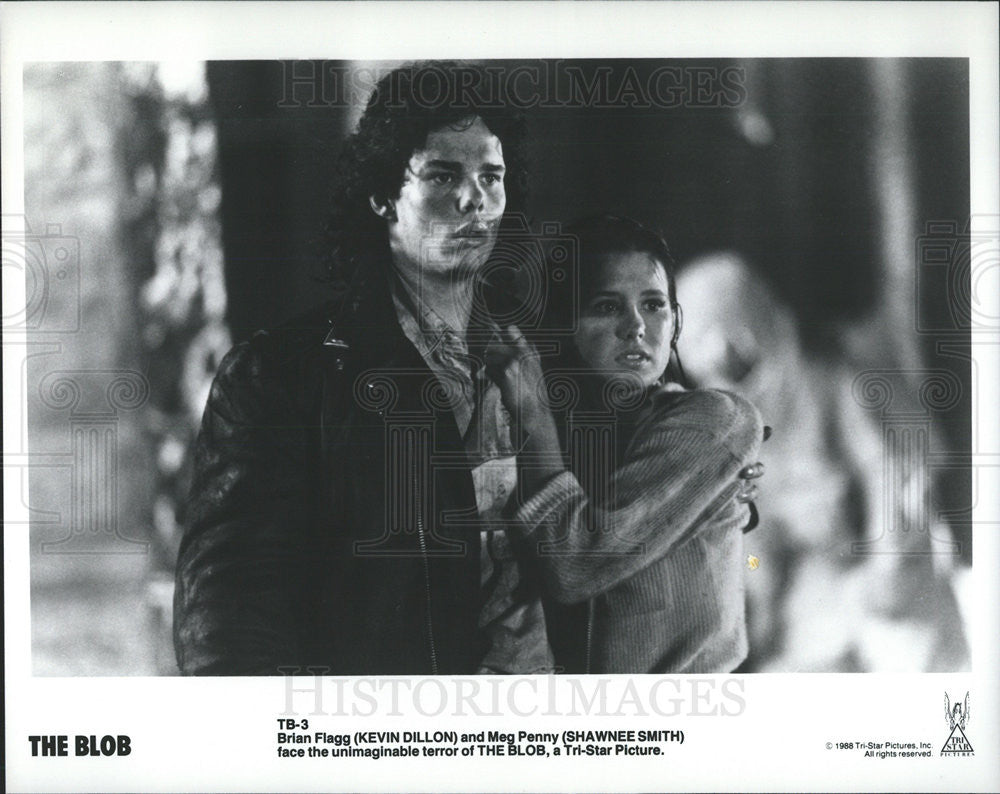 1988 Press Photo Kevin Dillon Actor Shawnee Smith Actress Blob Thriller Sci-Fi - Historic Images