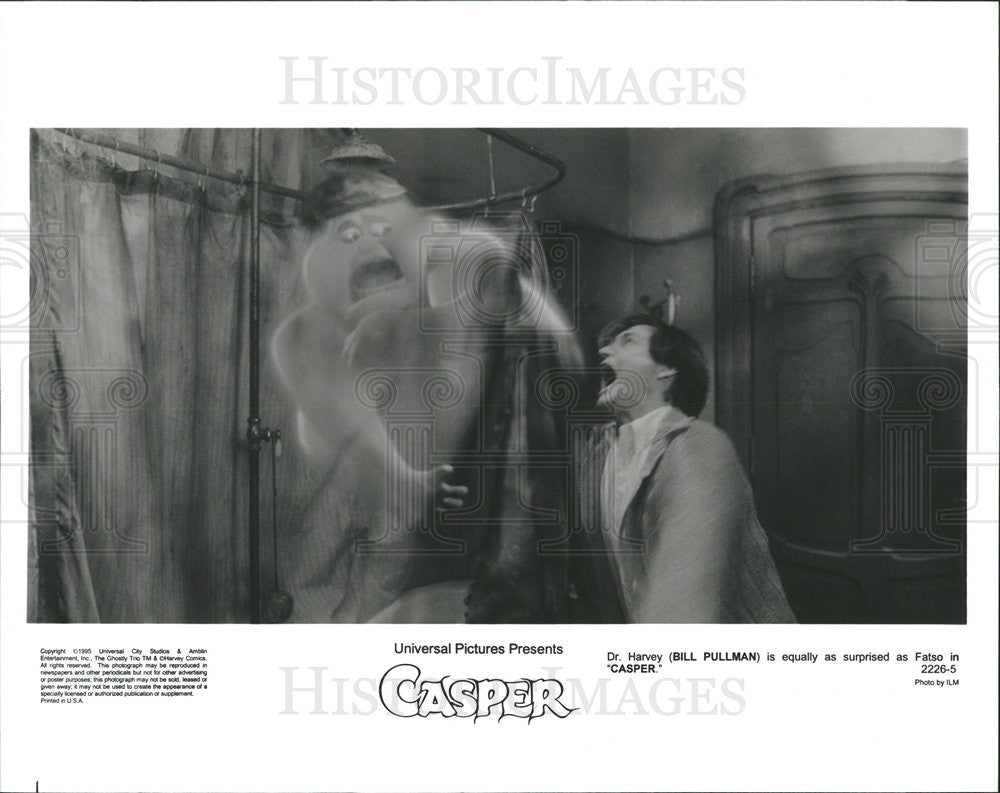 1995 Press Photo Bill Pullman As Dr. Harvey Is Surprised By Fatso In &quot;Casper&quot; - Historic Images