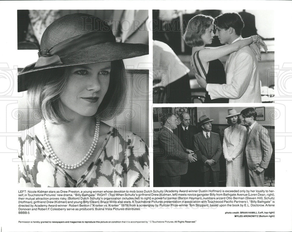 1991 Press Photo Billy Bathgate Nicole Kidman Dustin Hoffman Barton Heyman Loren - Historic Images