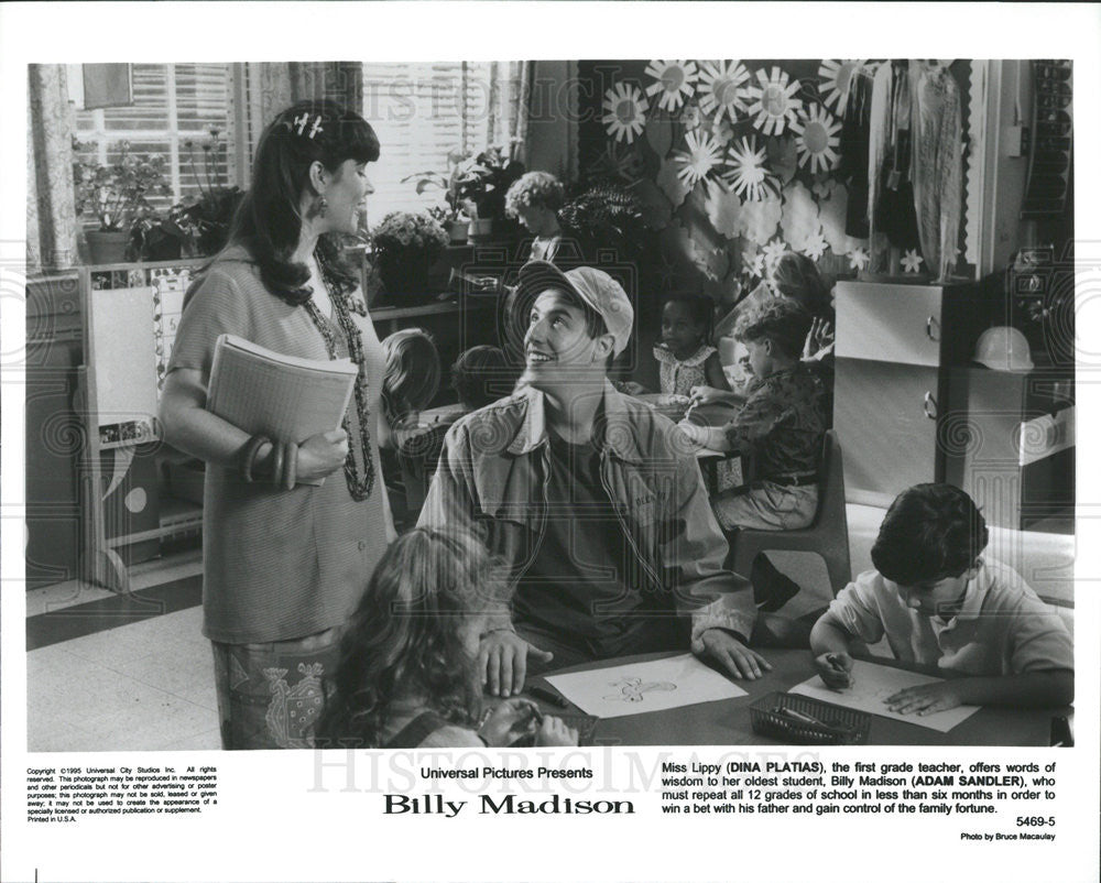 1995 Press Photo Dina Platias, Adam Sandler in &quot;Billy Madison&quot; - Historic Images