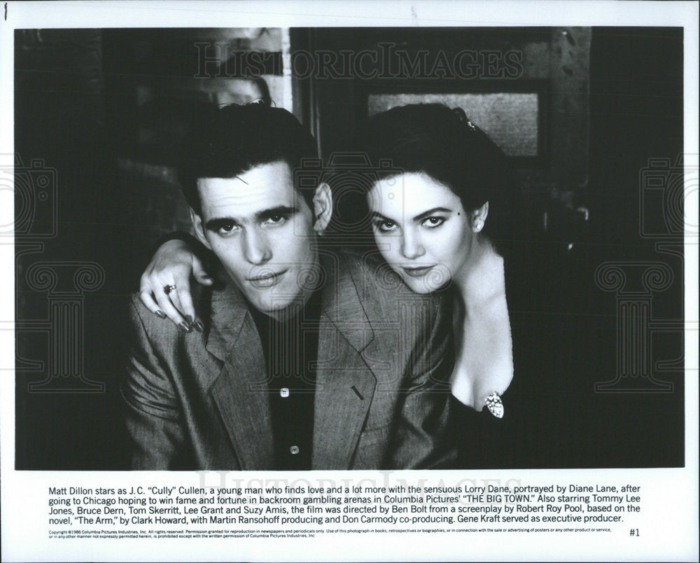 1986 Press Photo Matt Dillon Actor Diane Lane Actress Big Town Film Movie - Historic Images