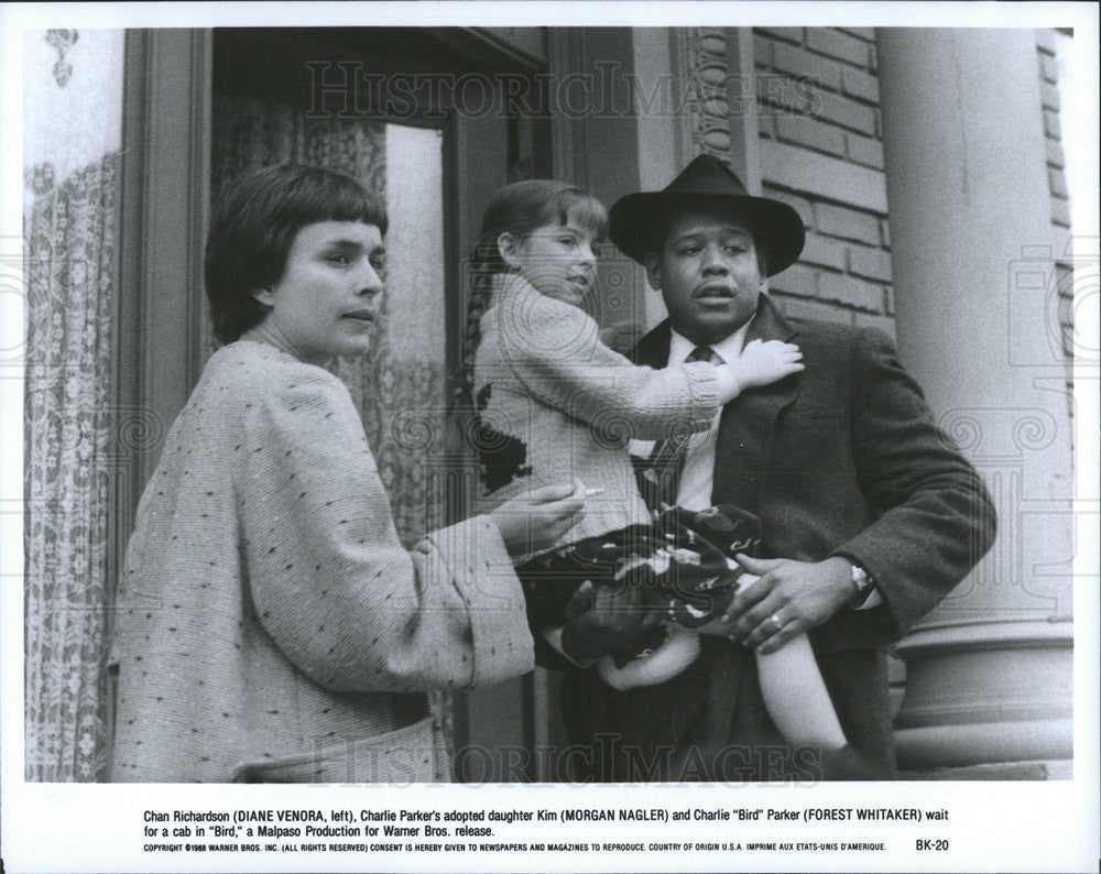 1988 Press Photo Diane Venora Actress Morgan Nagler Forest Whitaker Bird Movie - Historic Images