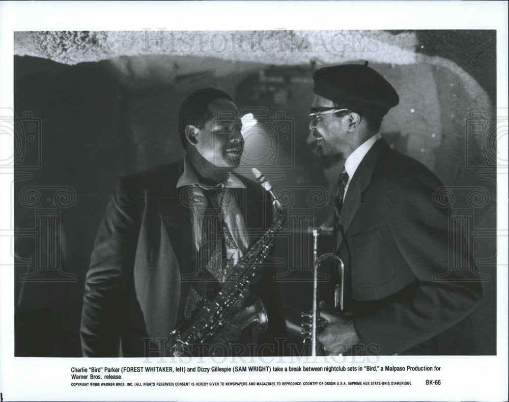 1988 Press Photo Forest Whitaker &amp; Sam Wright Star In &quot;Bird&quot; - Historic Images