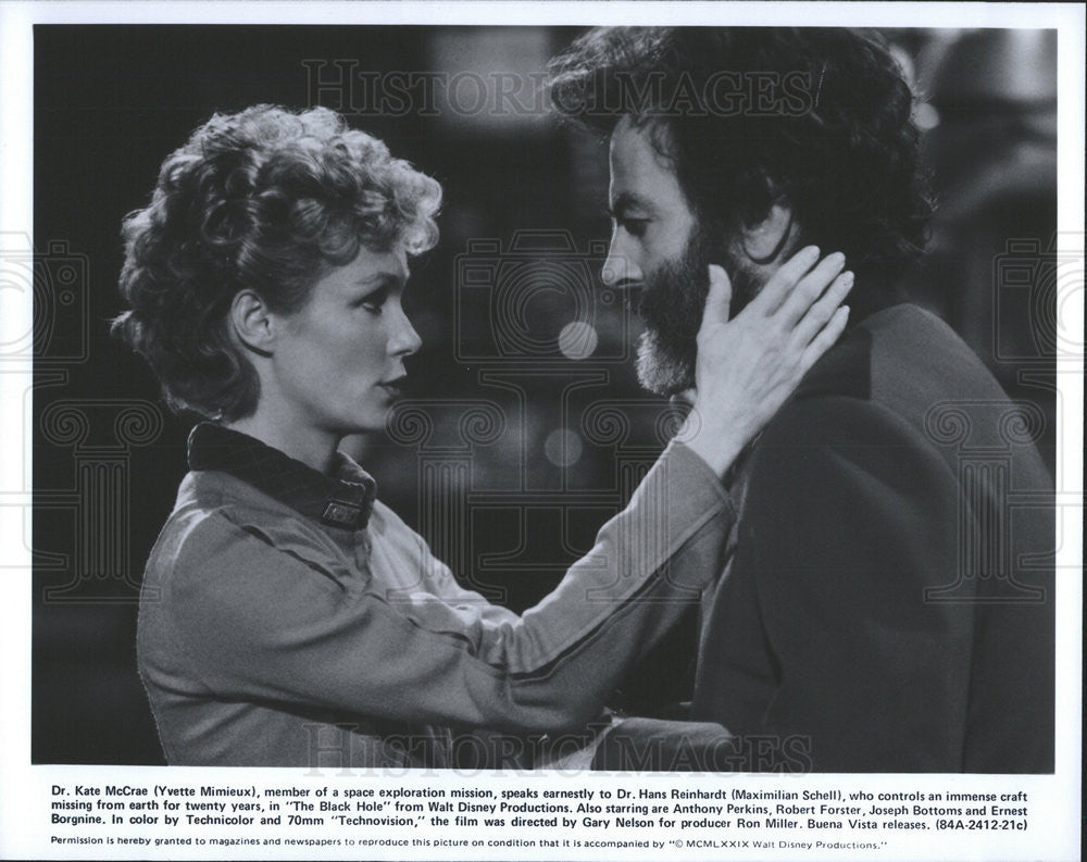 1979 Press Photo Yvette Mimeux & Maximilien Schell Star In "The Black Hole" - Historic Images