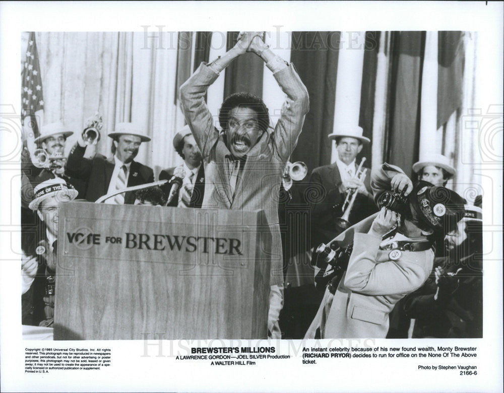 1985 Press Photo Richard Pryor Actor Comedy Film Movie Brewster&#39;s Millions - Historic Images