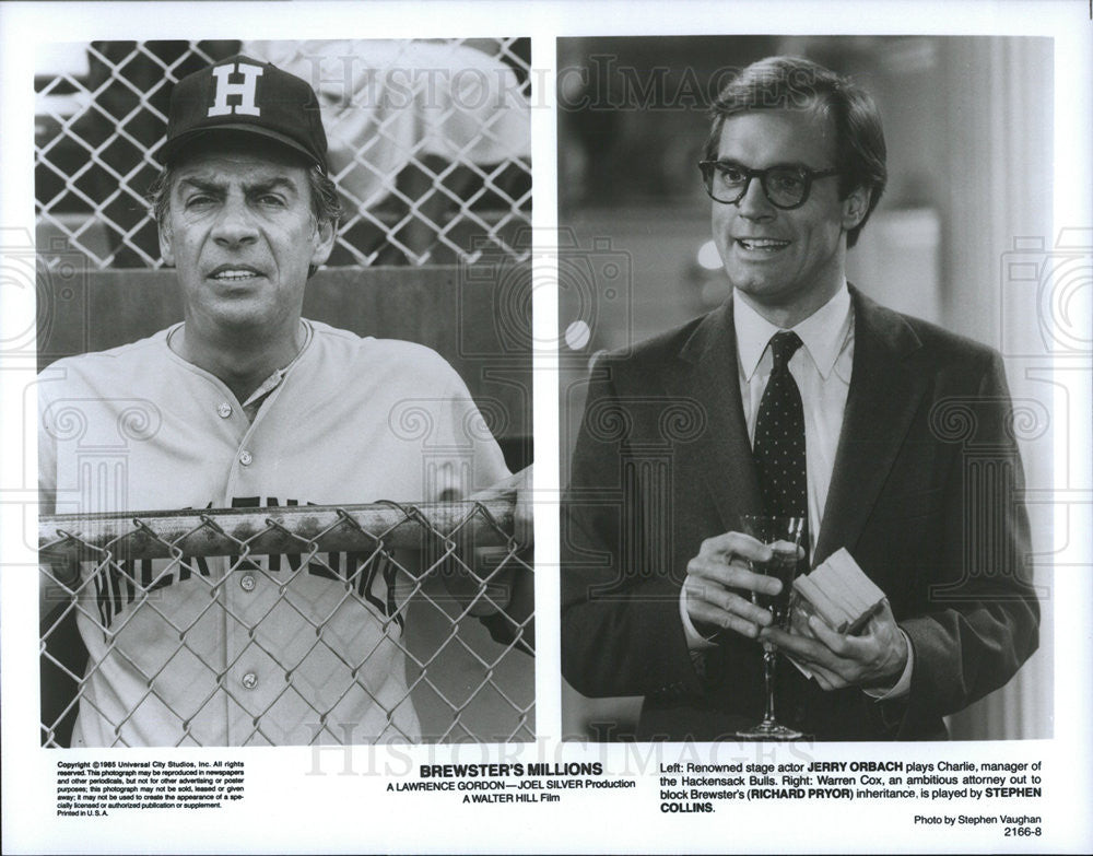 1985 Press Photo Jerry Orbach Actor Stephen Collins Brewster&#39;s Millions Comedy - Historic Images