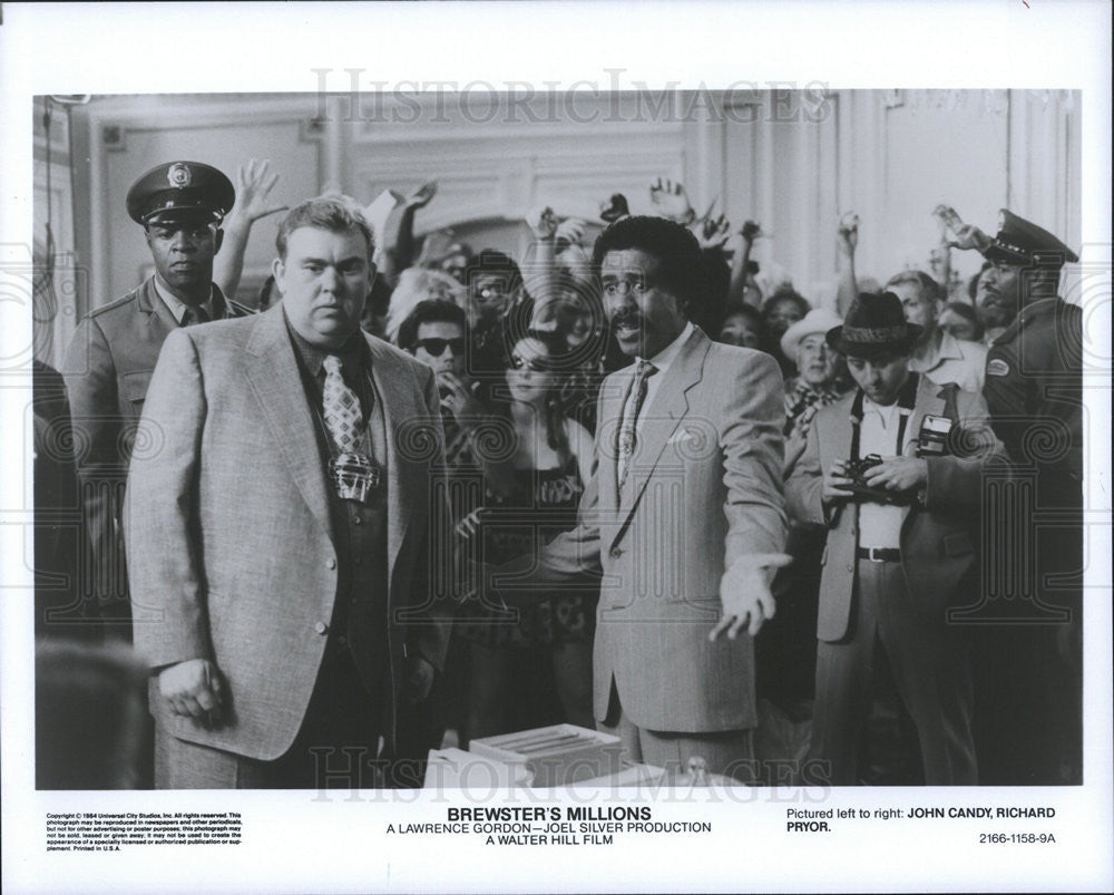 1985 Press Photo John Candy Actor Richard Pryor Brewster&#39;s Millions Comedy Film - Historic Images