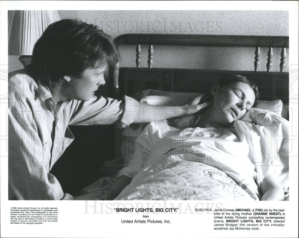 1988 Press Photo Dianne Wiest &amp; Michael J. Fox In &quot;Bright Lights, Big City&quot; - Historic Images