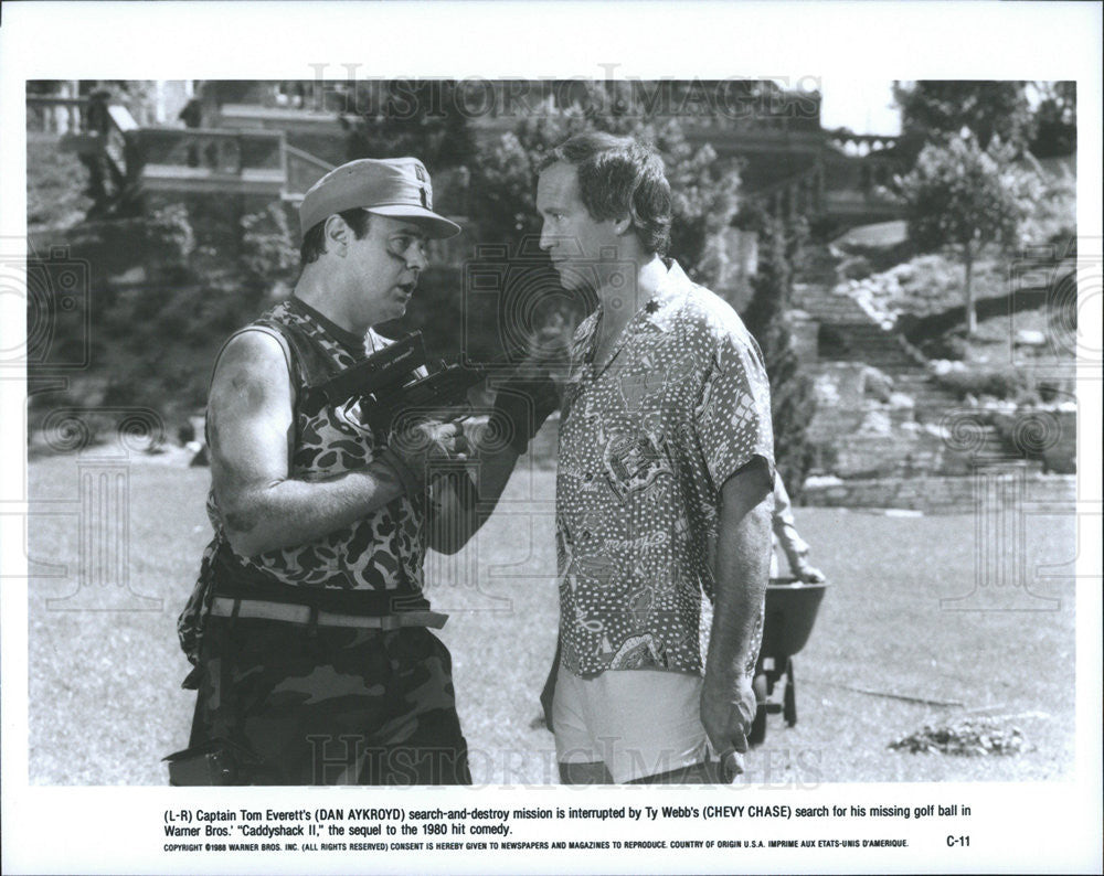 1988 Press Photo Dan Aykroyd &amp; Chevy Chase Star In &quot;Caddyshack II&quot; - Historic Images