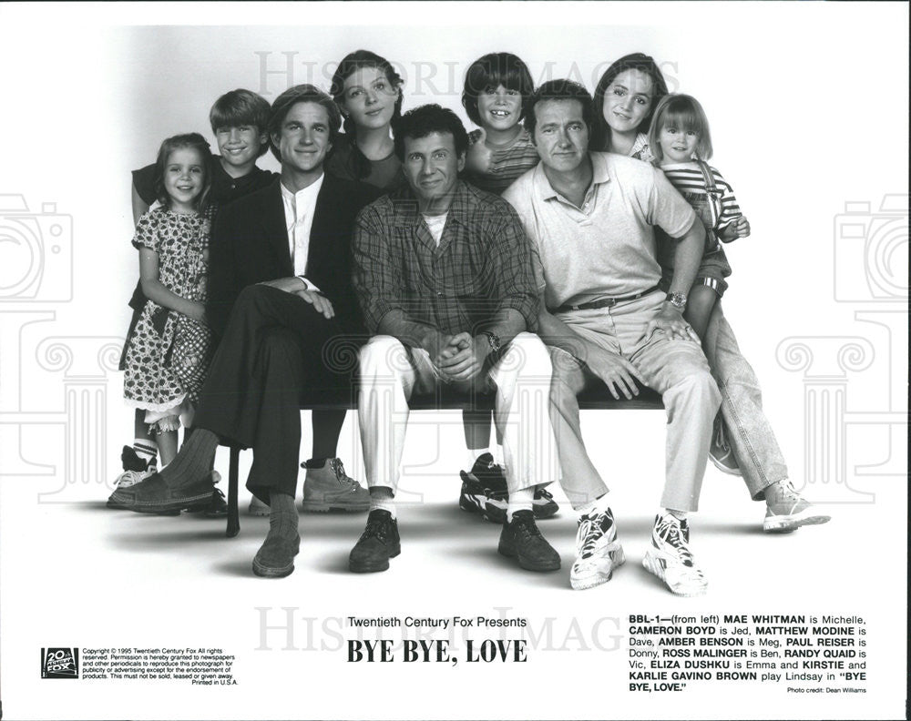 1996 Press Photo The "Bye Bye, Love" Cast: Mae Whitman, Cameron Boyd & Others - Historic Images