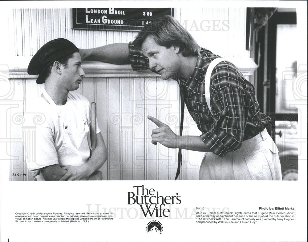 1991 Press Photo Max Perlich &amp; Jeff Daniels Star In &quot;The Butcher&#39;s Wife&quot; - Historic Images