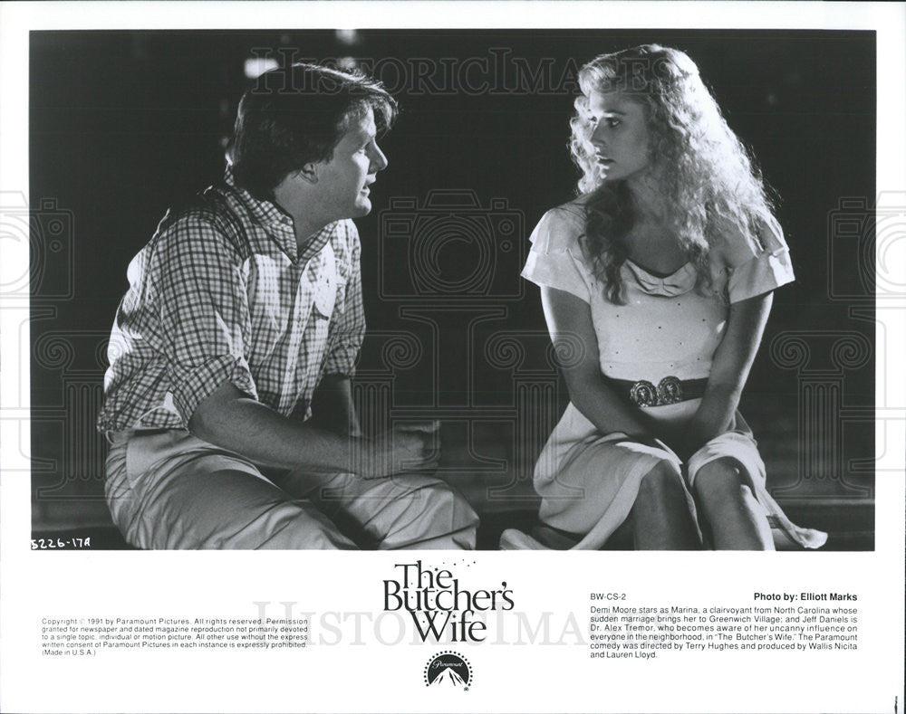 1991 Press Photo Jeff Daniels &amp; Demi Moore Star In &quot;The Butcher&#39;s Wife&quot; - Historic Images