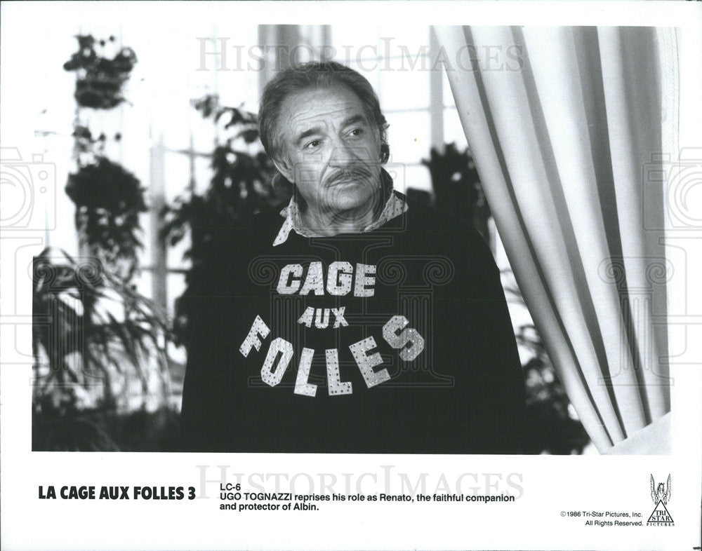 1986 Press Photo Ugo Tognazzi in &quot;La Cage Aux Folles 3&quot; - Historic Images