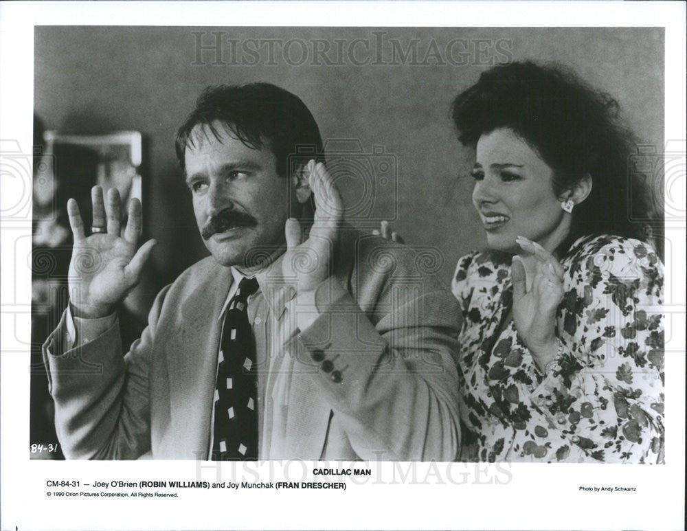 1990 Press Photo Robin Williams and Fran Drescher in &quot;Cadillac Man&quot; - Historic Images