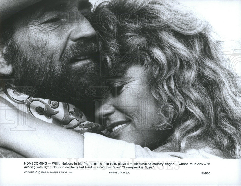 1980 Press Photo Willie Nelson, Dyan Cannon in &quot;Honeysuckle Rose&quot; - Historic Images