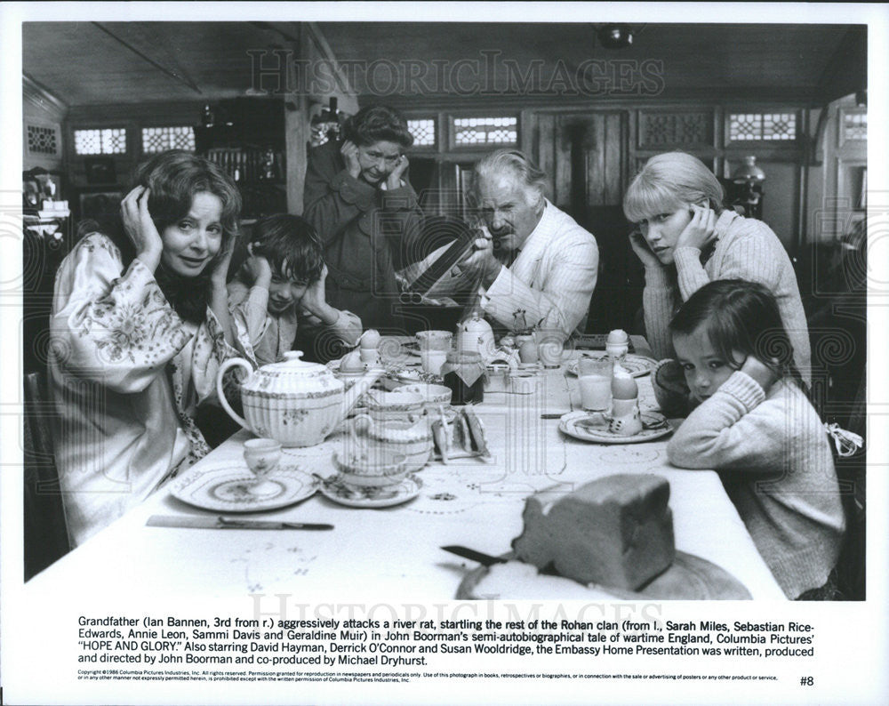 1986 Press Photo Ian Bannen, Sarah Miles Sebastian Rice-Edwards &quot;Hope And Glory&quot; - Historic Images