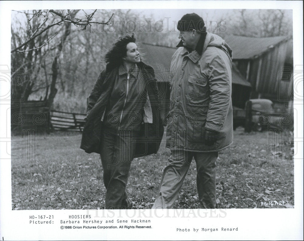 1986 Press Photo Barbara Hershey and Gene Hackman in &quot;Hoosiers&quot; - Historic Images