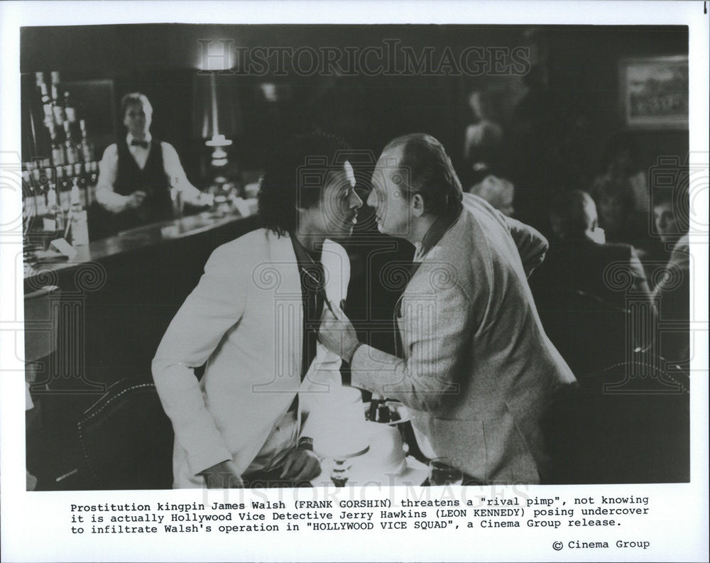 1986 Press Photo Frank Gorshin and Leon Kennedy in &quot;Hollywood Vice Squad&quot; - Historic Images