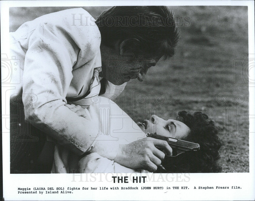 1984 Press Photo Laura Del Sol and John Hurt in &quot;The Hit&quot; - Historic Images