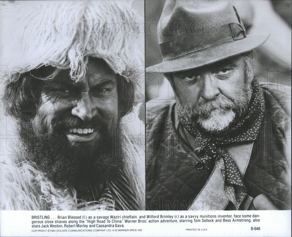 1983 Press Photo Brian Blessed &amp; Wilford Brimley Star In High Road To China - Historic Images