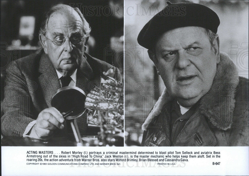 1983 Press Photo Robert Morley &amp; Jack Weston Appear In High Road To China - Historic Images