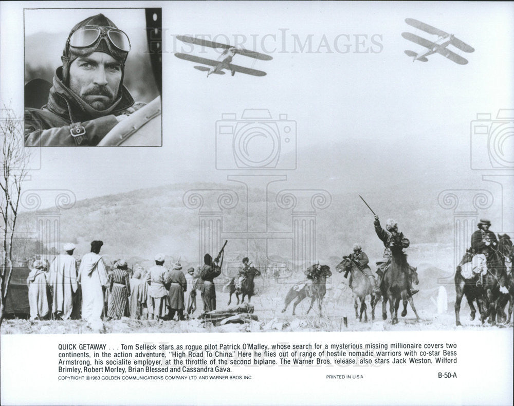 1983 Press Photo Tom Selleck As Patrick O&#39;Malley In High Road To China - Historic Images