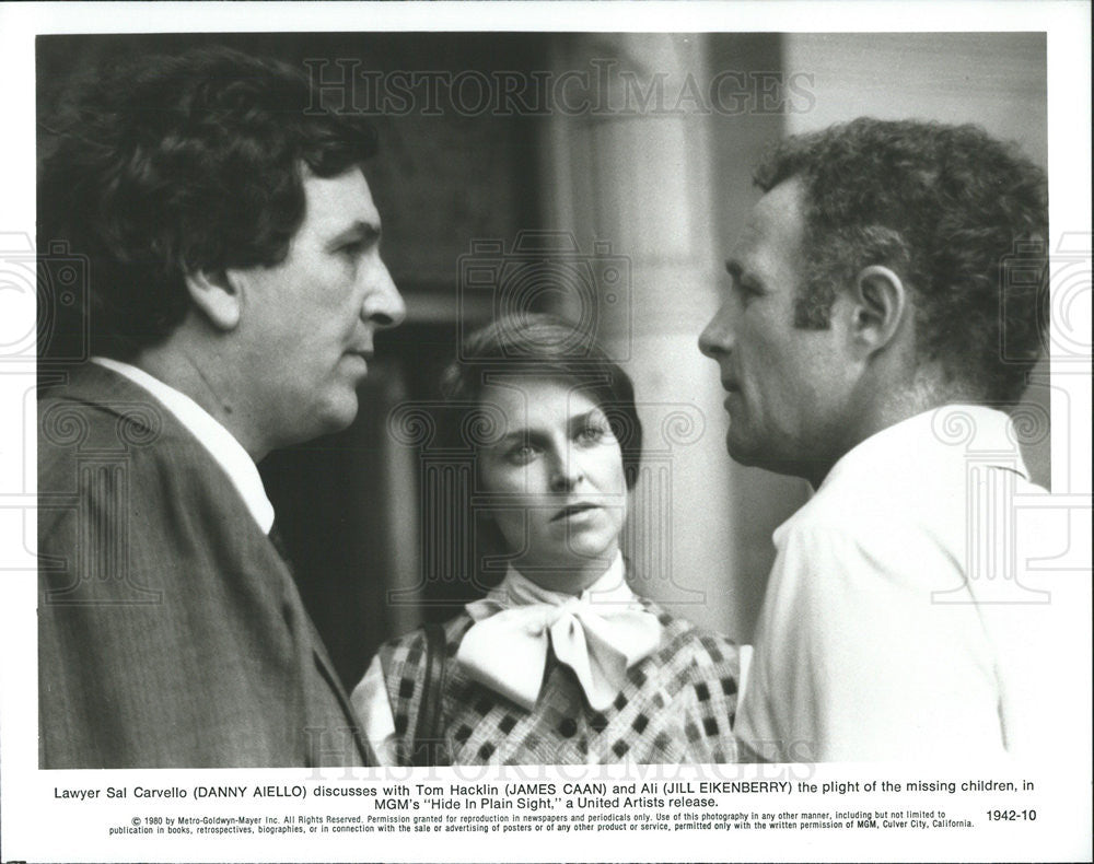 1980 Press Photo Danny Aiello, James Caan, Jill Eikenberry &quot;Hide In Plain Sight&quot; - Historic Images