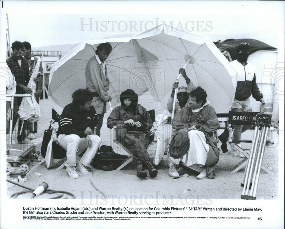 1986 Press Photo Dustin Hoffman, Isabelle Adjani, Warren Beatty &quot;Ishtar&quot; - Historic Images