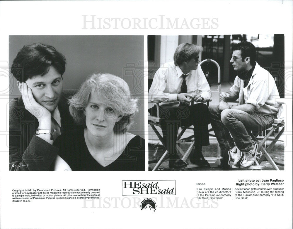 1991 Press Photo &quot;He Said She Said&quot; Directors Ken Kwapis, Marisa Silver - Historic Images