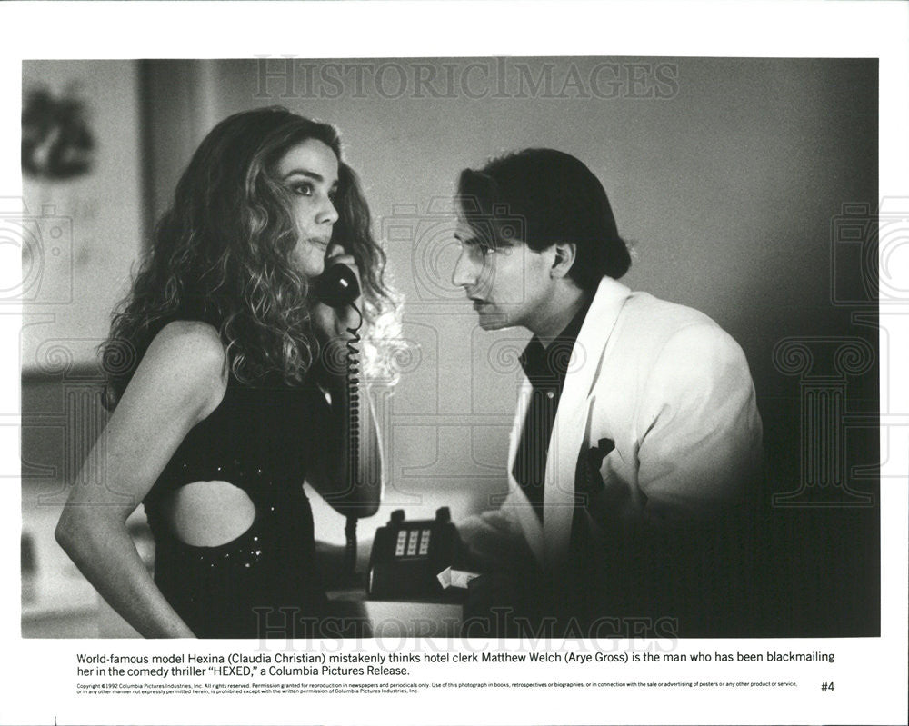 1992 Press Photo Claudia Christian, Arye Gross in &quot;Hexed&quot; - Historic Images