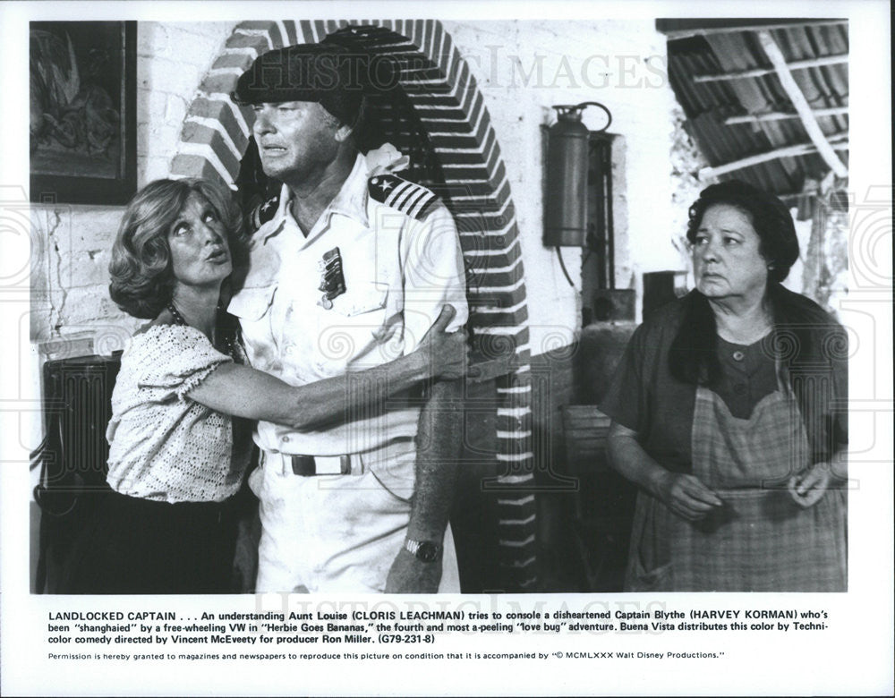 1980 Press Photo Cloris Leachman, Harvey Korman in &quot;Herbie Goes Bananas&quot; - Historic Images