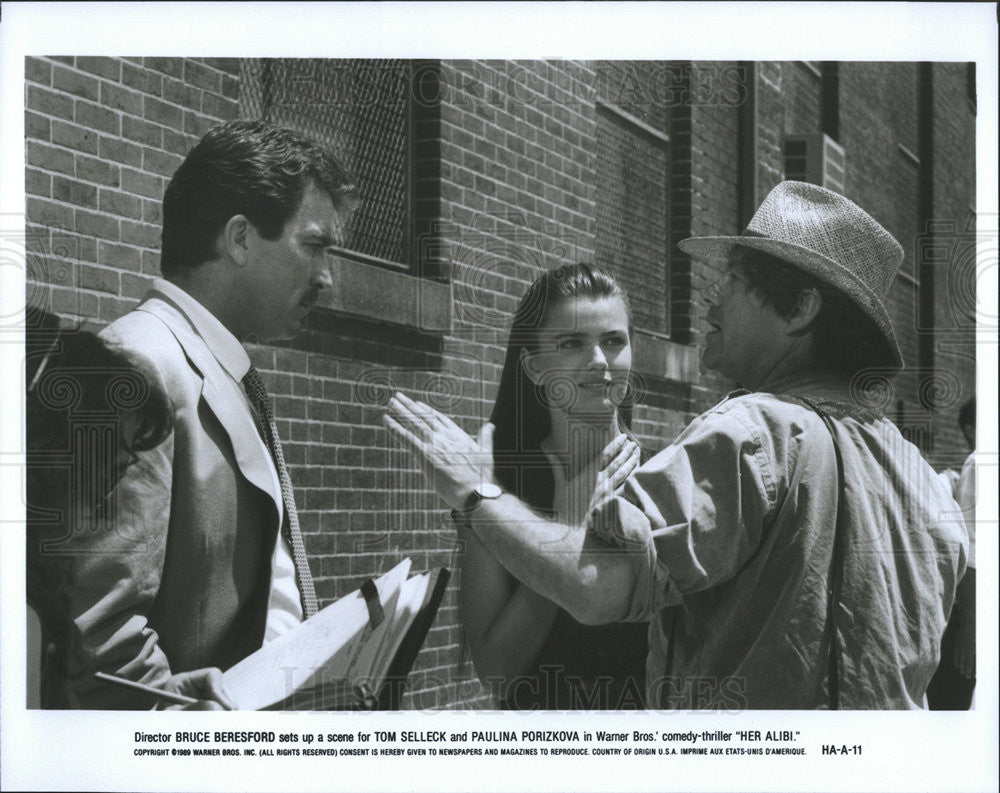 1989 Press Photo &quot;Her Alibi&quot; Director Bruce Beresford, Tom Selleck - Historic Images