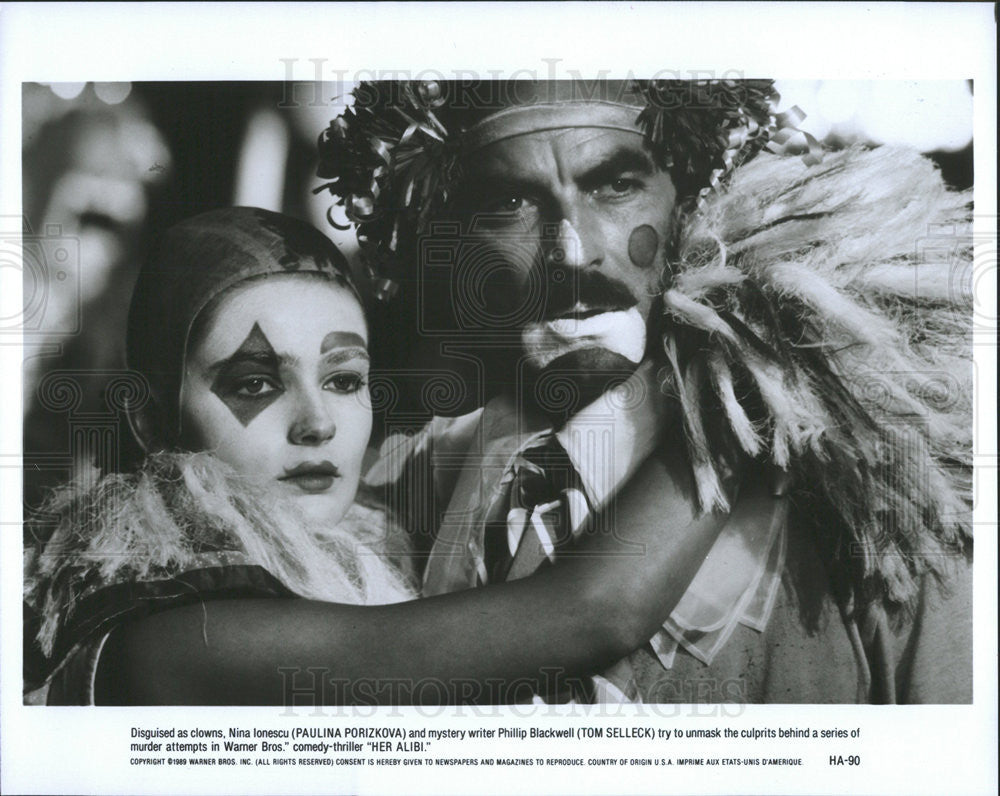 1989 Press Photo Paulina Porizkova and Tom Selleck in &quot;Her Alibi&quot; - Historic Images