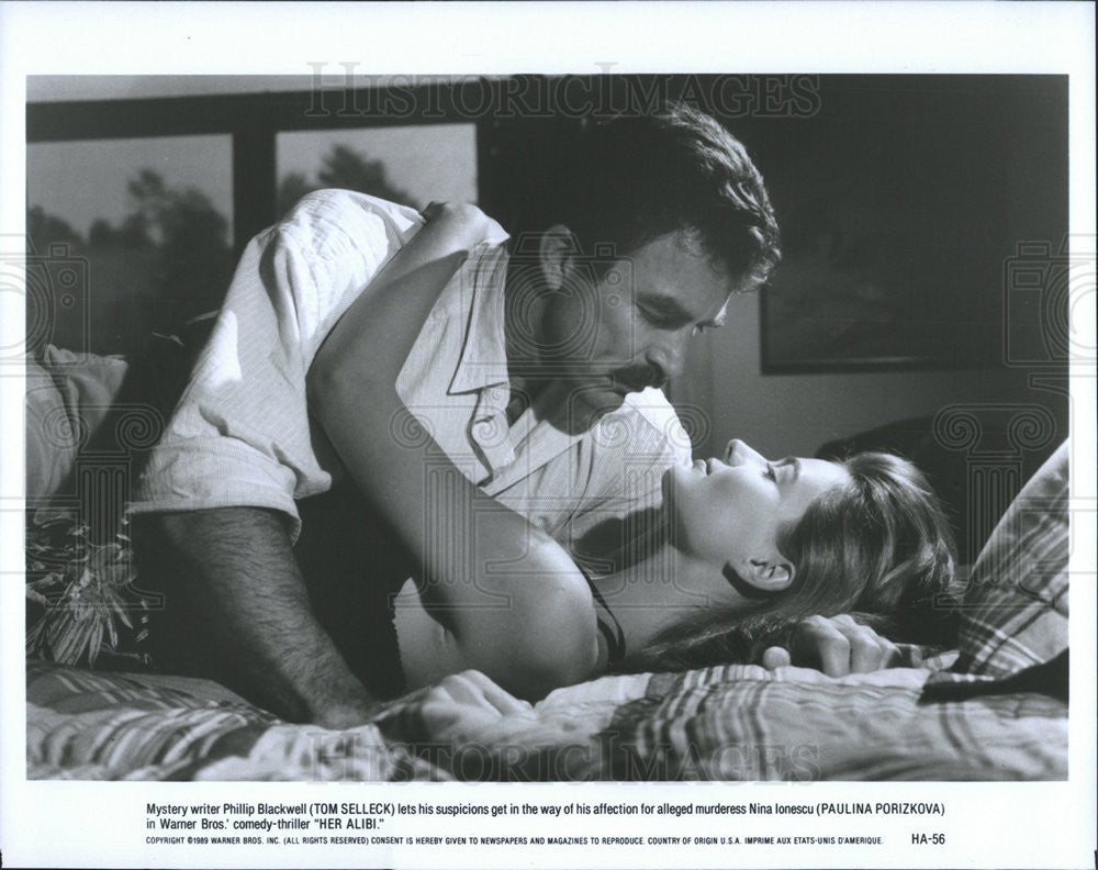 1989 Press Photo Paulina Porizkova and Tom Selleck in &quot;Her Alibi&quot; - Historic Images